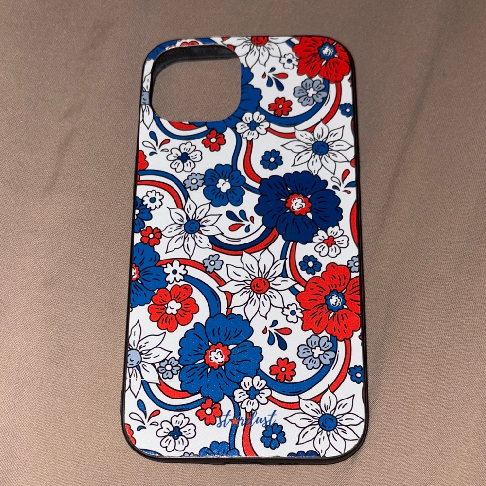 Floral Pattern Phone Case - Red, Blue, and White
